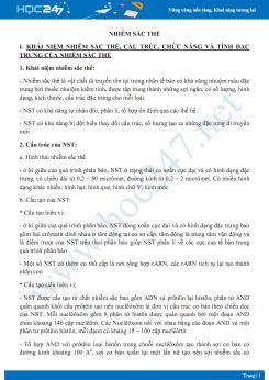 Chuyên đề nâng cao Nhiễm sắc thê - Sinh học 9