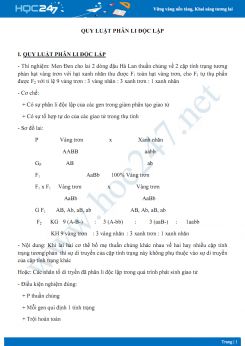 Chuyên đề quy luật phân li độc lập Sinh học 9
