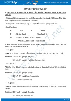 Chuyên đề nâng cao Quy luật tương tác gen - Sinh học 9