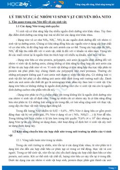 Lý thuyết các nhóm vi sinh vật chuyển hóa nito Sinh học 11