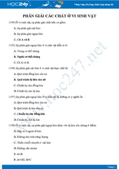 Câu hỏi trắc nghiệm ôn tập Chuyên đề Phân giải các chất ở vi sinh vật Sinh học 10 có đáp án