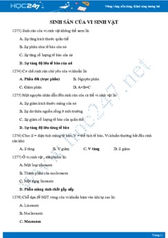 Câu hỏi trắc nghiệm ôn tập chuyên đề Sinh sản ở vi sinh vật Sinh học 10 có đáp án