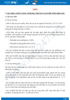 Chuyên đề nâng cao ADN - Sinh học 9