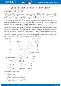 Chuyên đề Quy luật liên kết gen và hoán vị gen Sinh học 9