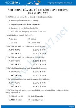 Câu hỏi trắc nghiệm chuyên đê Tác động của các yếu tố vật đến sinh trưởng của vi sinh vật Sinh học 10 có đáp án