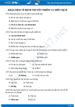 Câu hỏi trắc nghiệm chuyên đề Bệnh truyền nhiễm và miễn dịch Sinh học 10 ôn tập có đáp án