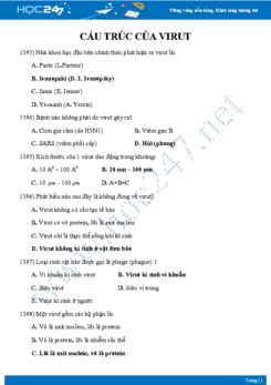 Câu hỏi trắc nghiệm ôn tập chuyên đề Cấu trúc Virut Sinh học 10 có đáp án