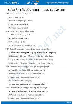 Câu hỏi trắc nghiệm ôn tập chuyên đề Sự nhân lên của Virut  Sinh học 10 có đáp án