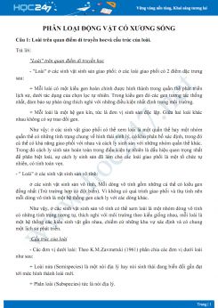 Chuyên đề Phân loại Động vật có xương sống Sinh học 7