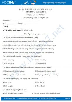 Bộ đề thi HK1 (Trắc nghiệm & Tự luận) môn Công nghệ 8 năm 2019 Trường THCS Phan Sào Nam