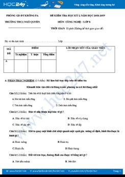 Đề kiểm tra HK1 môn Công Nghệ 8 có đáp án năm 2018-2019 trường THCS Ngô Quyền