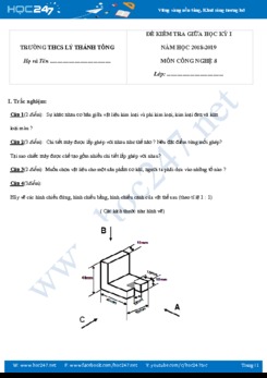 Đề kiểm tra giữa HK1 môn Công Nghệ 8 năm 2018-2019 trường THCS Lý Thánh Tông