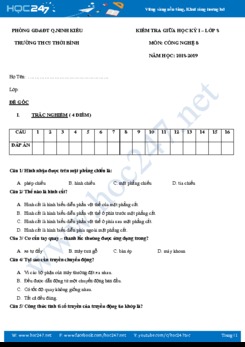 Đề kiểm tra giữa HK1 môn Công Nghệ 8 năm 2018-2019 trường THCS Thới Bình