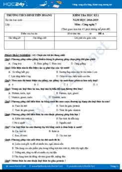 Bộ đề thi HK2 (Trắc nghiệm & Tự luận) môn Công nghệ 7 năm 2019 Trường THCS Đinh Tiên Hoàng