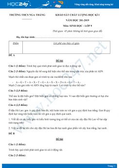Đề thi HK1 môn Sinh học 9 năm 2018-2019 - Trường THCS Nga Thắng có đáp án