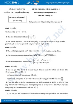 Đề thi HSG môn Toán 10 năm 2019 có đáp án - Trường THPT Thị xã Quảng Trị