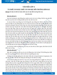 Tả chiếc áo hoặc chiếc váy em mặc đến trường hôm nay  - Văn mẫu lớp 4