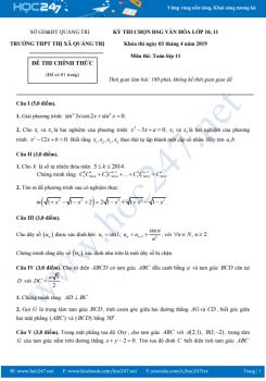 Đề thi HSG môn Toán 11 năm 2019 có đáp án - Trường THPT Thị xã Quảng Trị