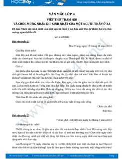 Viết thư thăm hỏi và chúc mừng nhân dịp sinh nhật của một người thân ở xa - Văn mẫu lớp 4