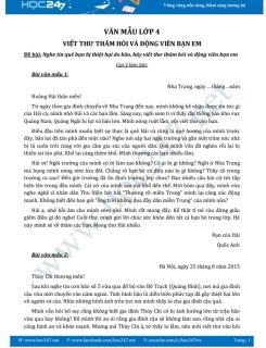 Viết thư thăm hỏi và động viên bạn em - Văn mẫu lớp 4