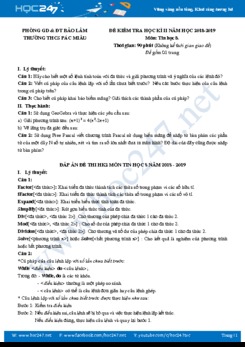 Đề kiểm tra HK2 môn Tin học 8 năm 2018 - 2019 Trường THCS Pác MiẦu