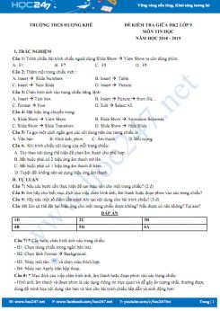 Đề kiểm tra giữa HK2 môn Tin học 9 năm 2018 - 2019 Trường THCS Hương Khê