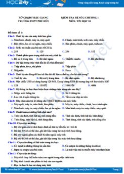 Bộ 4 đề kiểm tra 1 tiết Chương 1 môn Tin học 10 năm 2018 - 2019 Trường THPT Phú Hữu
