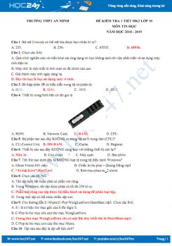 Đề kiểm tra 1 tiết HK2 môn Tin học 10 năm 2018 - 2019 Trường THPT An Minh