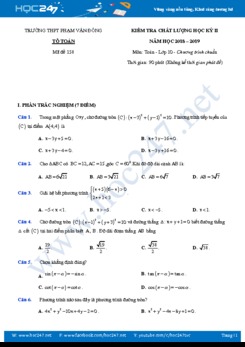 Đề thi HK2 môn Toán 10 năm 2019 có đáp án - Trường THPT Phạm Văn Đồng