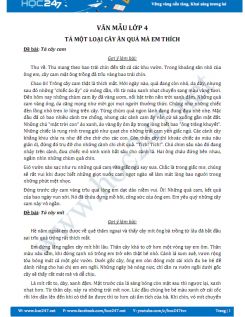 Tả một cây ăn quả mà em yêu thích - Văn mẫu lớp 4