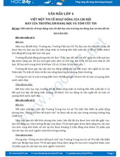 Viết một tin về hoạt động của chi đội hay của trường em đang học và tóm tắt tin - Văn mẫu lớp 4