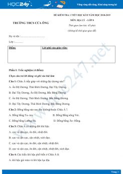 Đề kiểm tra 1 tiết HK2 môn Địa lý lớp 8 năm 2018-2019 - Trường THCS Cửa Ông có đáp án