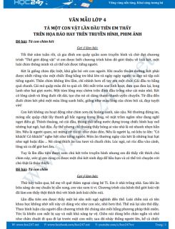 Tả một con vật lần đầu tiên em thấy trên họa báo hay trên truyền hình, phim ảnh - Văn mẫu lớp 4