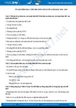 Đề cương ôn tập kiểm tra 1 tiết HK1 môn GDCD 6 năm học 2018 - 2019