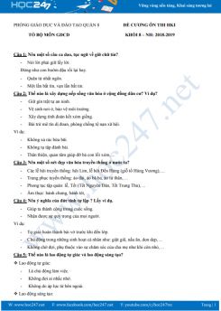 Đề cương ôn tập thi HK1 môn GDCD 8 Trường THCS Khánh Bình năm học 2018 - 2019
