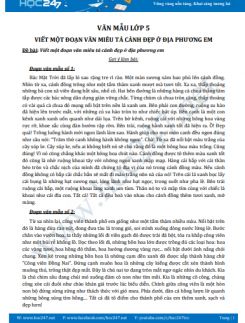 Viết một đoạn văn miêu tả cảnh đẹp ở địa phương em - Văn mẫu lớp 5