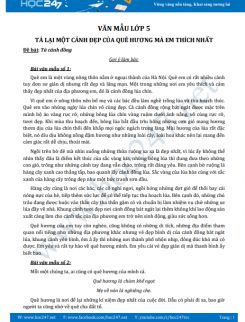 Tả lại một cảnh đẹp của quê hương mà em thích nhất - Văn mẫu lớp 5