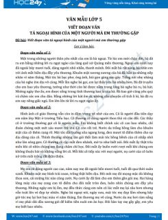 Viết đoạn văn tả ngoại hình của một người mà em thường gặp - Văn mẫu lớp 5