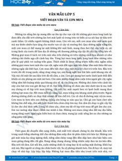 Viết đoạn văn tả cơn mưa - Văn mẫu lớp 5