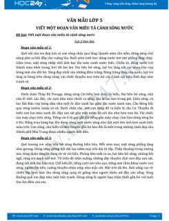 Viết một đoạn văn miêu tả cảnh sông nước - Văn mẫu lớp 5