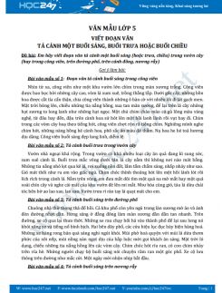 Viết đoạn văn tả cảnh một buổi sáng, buổi trưa hoặc buổi chiều - Văn mẫu lớp 5