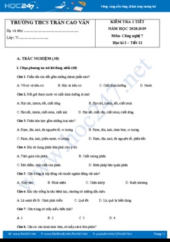 Đề kiểm tra 1 tiết HK1 năm học 2018-2019 môn Công Nghệ 7 trường THCS Trần Cao Vân