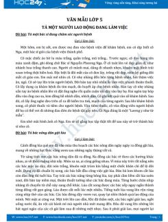 Tả một người lao động đang làm việc - Văn mẫu lớp 5