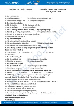Đề kiểm tra 45 phút môn Tin học 11 năm 2018 - 2019 Trường THPT Đoàn Thượng