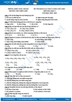 Đề thi khảo sát giữa HK2 môn Hóa học 9 năm 2018 - 2019 Trường THCS Biên Giới