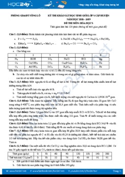 Đề thi HSG môn Hóa học 8 cấp huyện năm 2018 - 2019 Phòng GDĐT Sông Lô