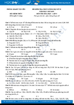 Đề thi HK2 môn Hóa 9 năm 2018 - 2019 Phòng GDĐT Tân Yên