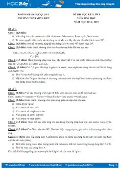 Bộ 10 đề thi HK2 môn Hóa học 9 năm học 2018 - 2019 Trường THCS Minh Đức