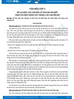 Kể lại một câu chuyện cổ tích mà em biết theo lời một nhân vật trong câu chuyện đó - Văn mẫu lớp 5