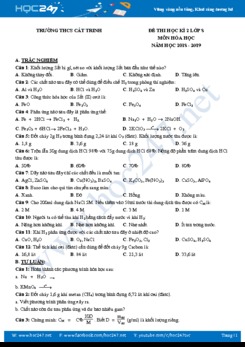 Đề thi HK2 môn Hóa học 8 năm học 2018 - 2019 Trường THCS Cát Trinh
